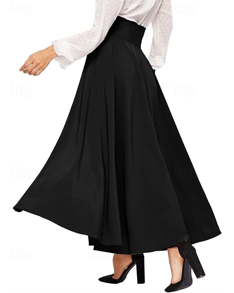 Damen Strumpfhosen Rock A-Linie Mode Lässig Maxi Hohe Taille Röcke Einfach Schleife Urlaub Straße Schwarz Khaki Frühling Polyester 2025 - $17.99 –P6