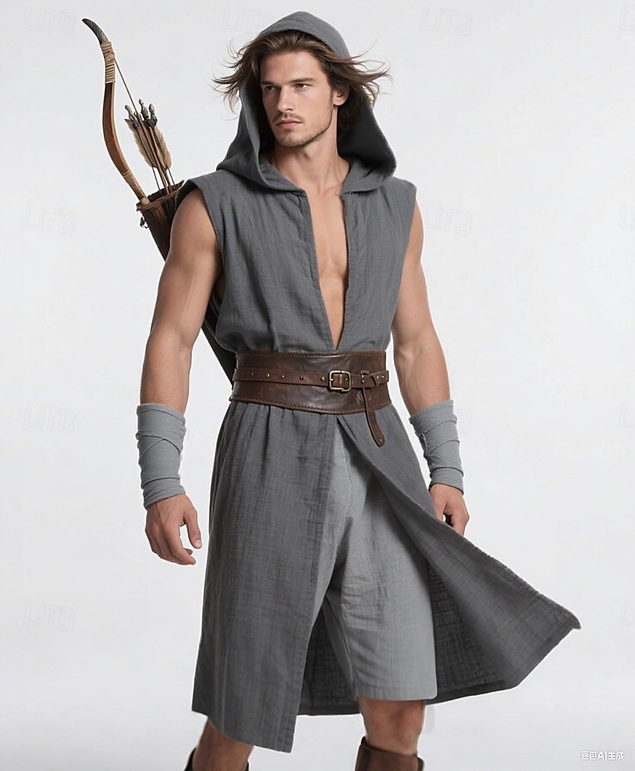 Retro Vintage Mittelalterlich Renaissance Weste Tunika Krieger Wikinger Kostüm Herren Vikinger Halloween Karneval Leistung Party LARP Erwachsene Gürtel Ganzjahres 2025 - $27.99 –P15