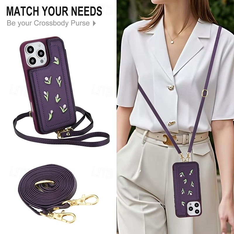 Phone Case For iPhone 16 15 14 Pro Max 13 Pro Max Back Cover with Lanyard Kickstand Card Slot Retro TPU PU Leather 2026 - $18.99 –P5