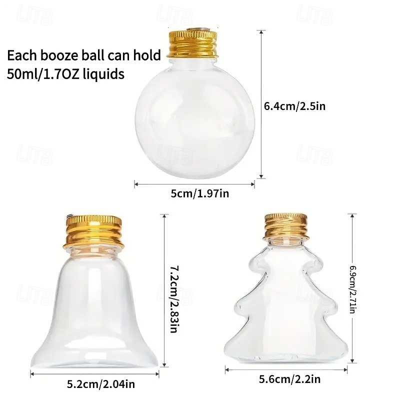 10 ks vánočních alkoholových kuliček sada plnitelných průhledných plastových vánočních ozdob na závěsné skleničky na panáky pro vánoční, domácí, sváteční, svatební, večírek a dekoraci 2025 - $11.99 –P9