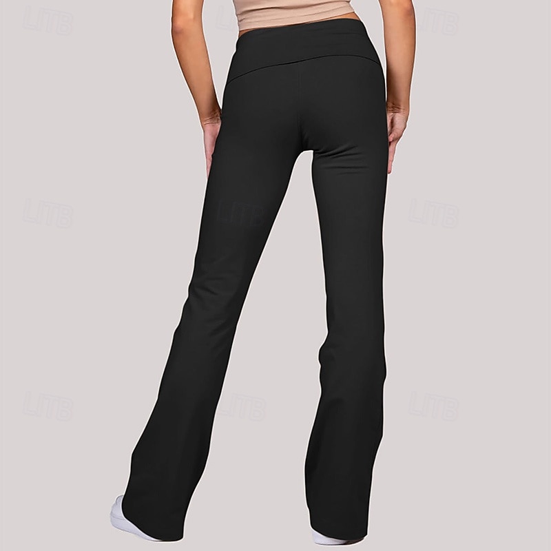 Mujer Pantalones acampanados Pantalones deportivos Control de barriga Gimnasio De Deporte Pilates Prendas de abajo Color sólido Negro Otoño Deportes Ropa de Deporte Delgado 2025 - $17.99 –P2
