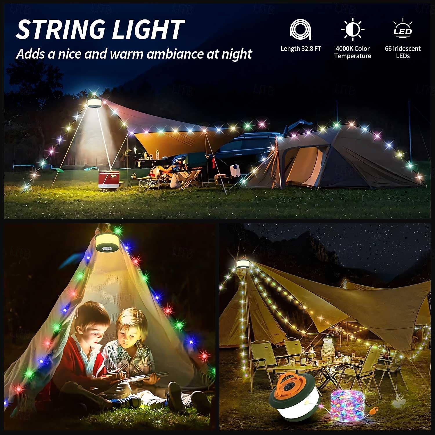 2025年 キャンプ用ストリングライト、2 in 1充電式テントライトストリング、19種類の照明モード、クイックストレージ、寝室や庭の装飾に最適なポータブルLEDランプ、クリスマスキャンプの必需品  コレクション – $58.99 –P7