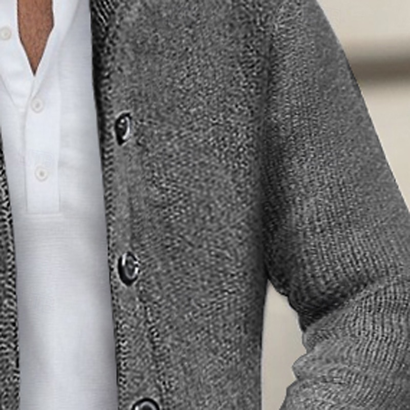 Herren Pullover Strickjacke Gerippt Stricken Normale Oberteile Gestrickt Knopf vorne Einfach Umlegekragen Urlaub Mode Lässig Alltagskleidung Bekleidung Winter Frühling & Herbst Schwarz Marineblau M L 2025 - $37.99 –P8