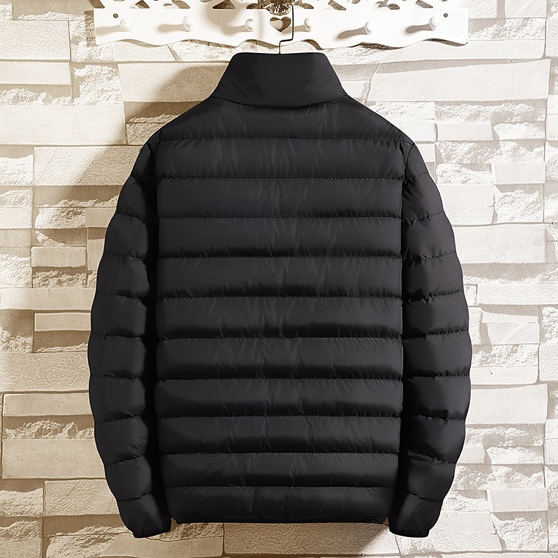 Bărbați Palton de iarnă Geacă puffer Jachetă căptușită Buzunar Poliester Vacanță Purtare Zilnică Dată Regulat Modă Casual Comfortabil Termic cald Toamnă Iarnă Culoare solidă / simplă Negru Albastru 2026 - $25.99 –P3