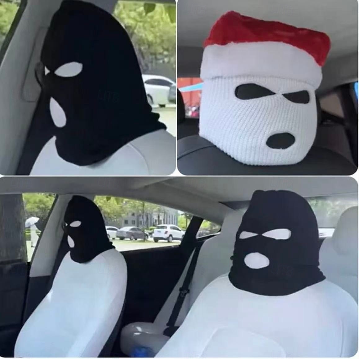 2 kpl henkilökohtainen hauska hattu auton istuimen päänsuojaan, universaalit auton niskatuen suojat, hauska persoonallisuus auton sisustuskoristeet, musta &valkoinen 2026 - $12.99 –P6