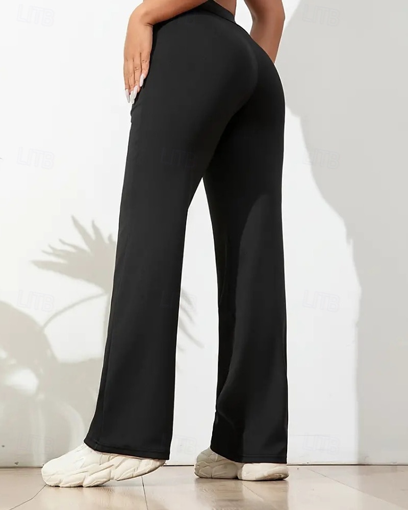 Жен. Брюки Прямой силуэт Уличный стиль На каждый день Полная длина Средняя талия Полотняное плетение Карман Эластичная талия Мягкий Для улицы Праздники выходные 2025 - $9.99 –P3