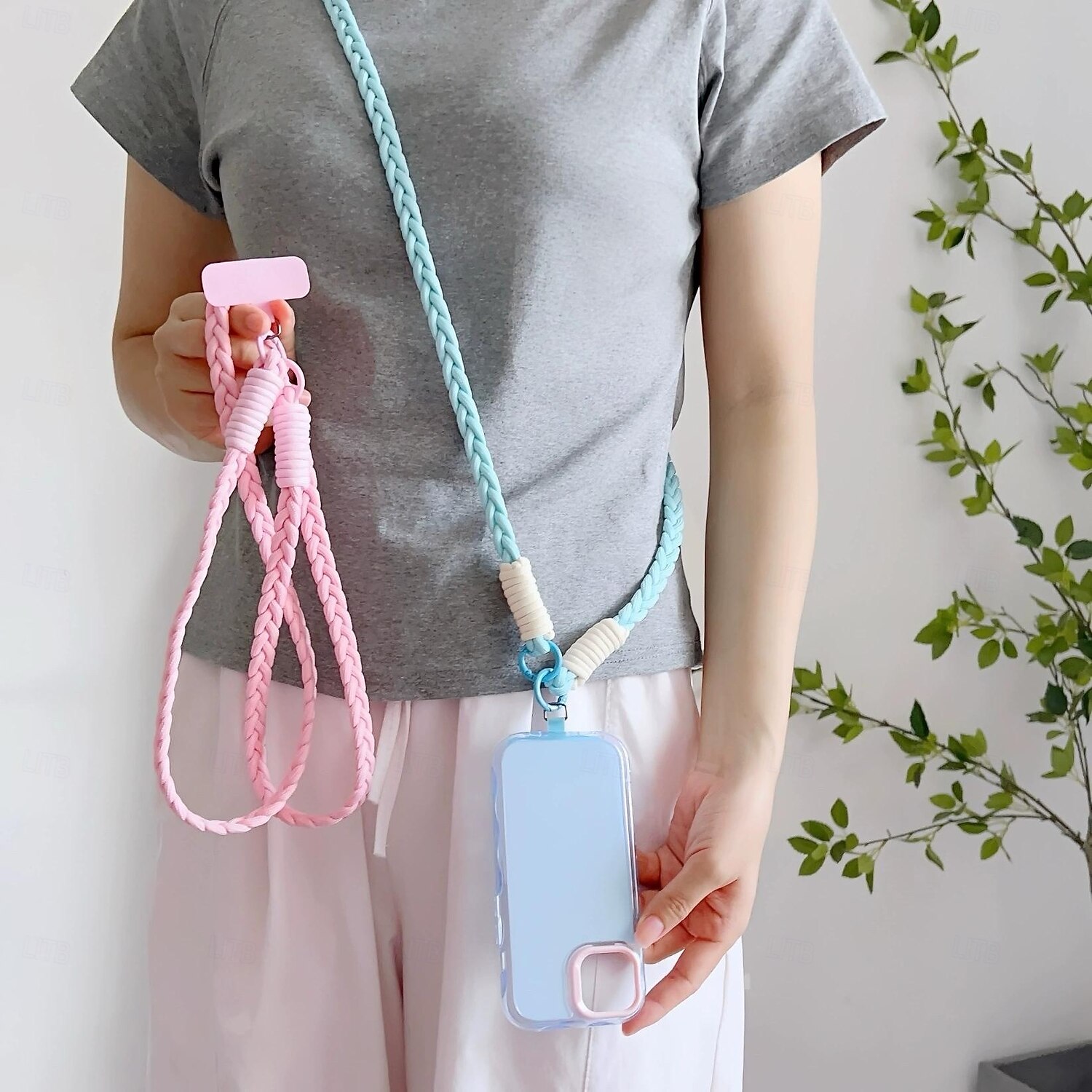 Corda trançada de três fios colorida da moda para meninas, corda diagonal cruzada, anti-perda e resistente, chaveiro para celular, corda de pendurar de cor sólida de 2025 por $7.99 –P1