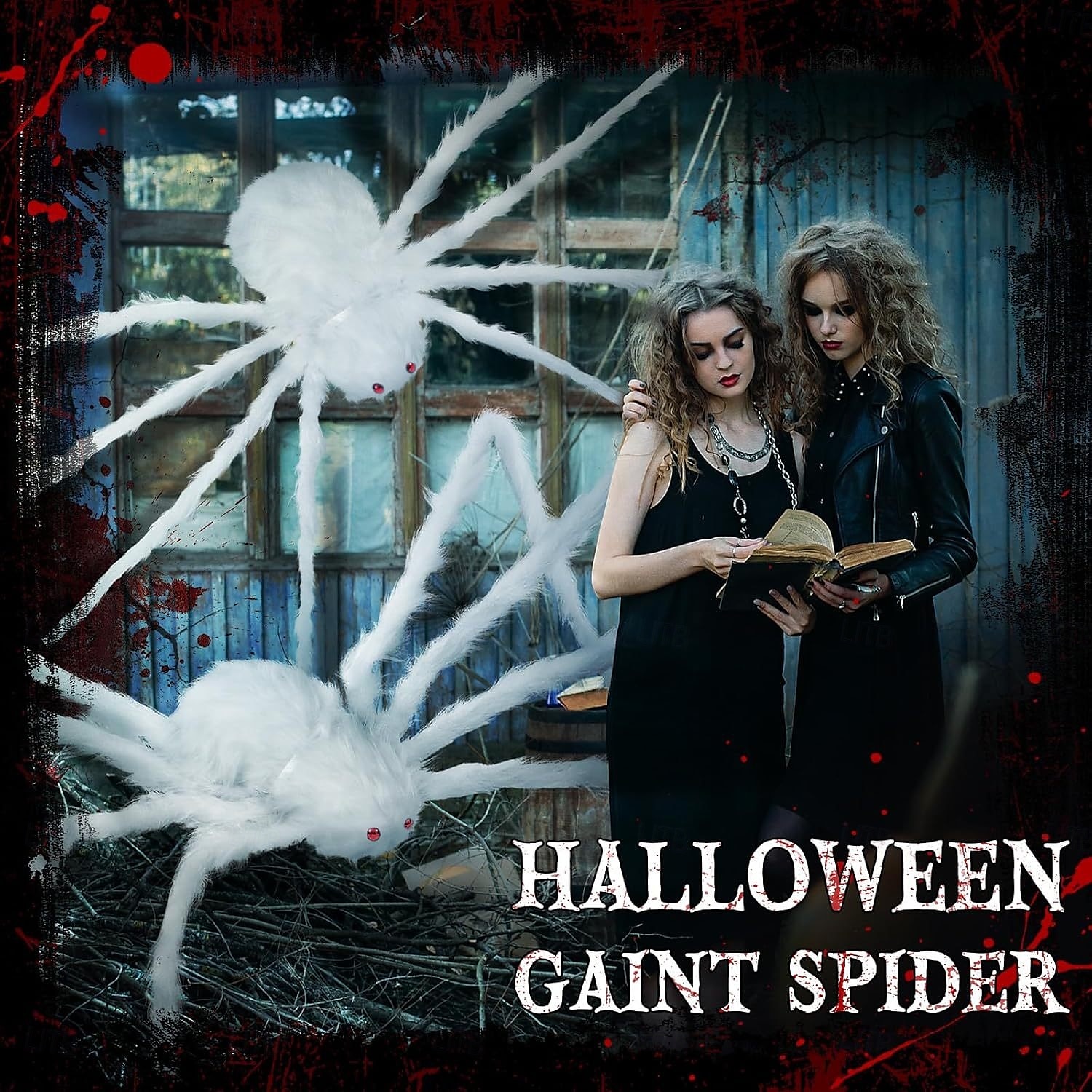 gigantisk halloween hårete edderkopp realistisk skummel hvit edderkopp rekvisitter dekorasjon for innendørs og utendørs dekorasjon 2025 - $9.49 –P10