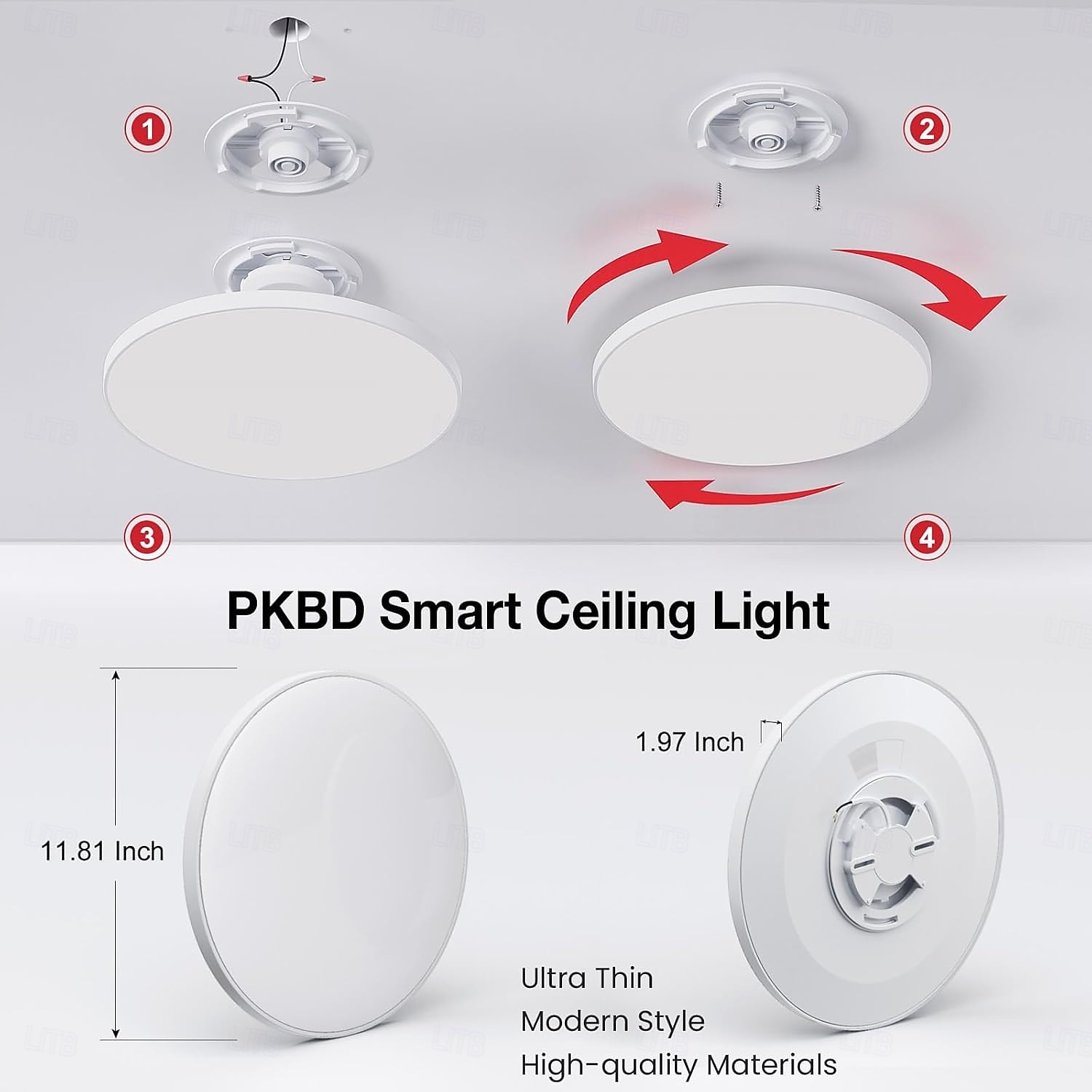 Smart LED Ceiling Light WiFi, RGB Flush Mount Ceiling Light Fixture, 16 Million DIY Colors, Compatible with Alexa Google Home, 2700K-6500K Ceiling Lights for Bedroom Living Room 2025 - $43.99 –P5