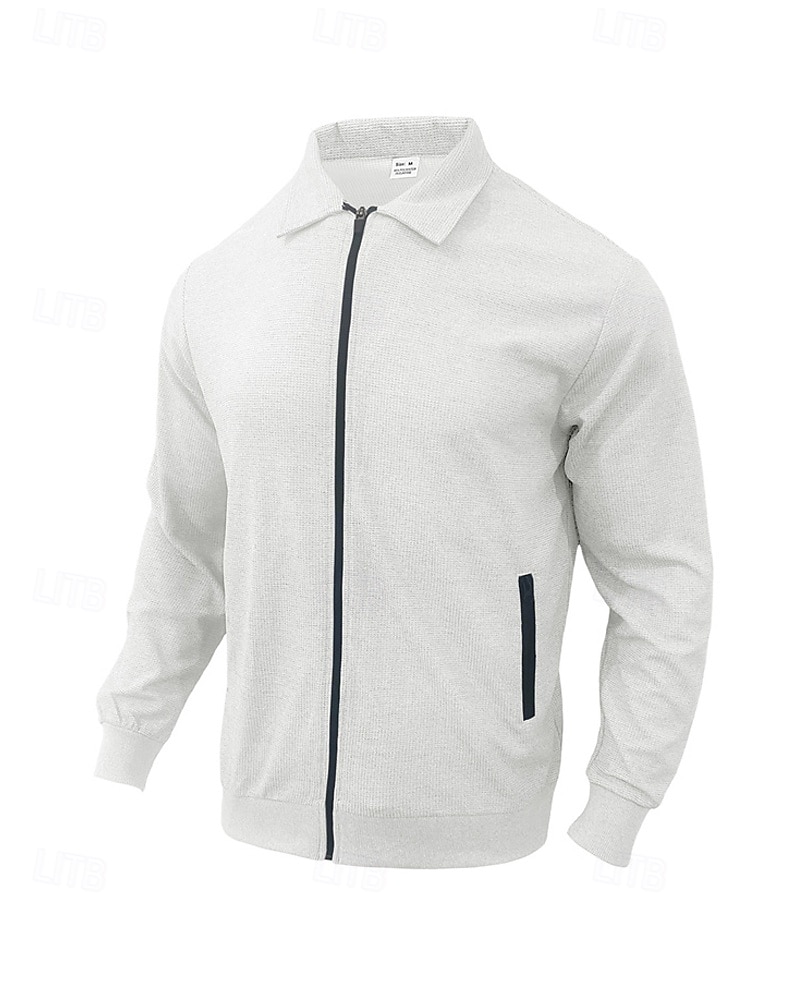 Homens jaqueta leve Jaqueta Waffle Jaqueta casual Férias Diário Respirável Bolsos Primavera Outono Tecido Moda Clássico Lapela Padrão Preto Branco Azul Royal cáqui Cinzento Casaco de 2026 por $21.99 –P4