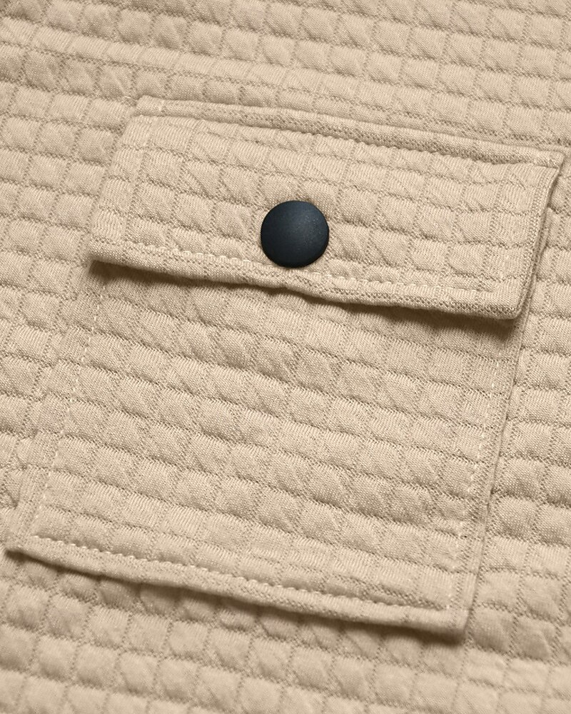 Per uomo Giacca a nido d'ape Giacca Camicia Giacca Casual Vacanza Quotidiano Traspirante Jacquard Tasca Primavera Autunno Semplice Moda Classico Bavero Regolare Nero Bianco Cachi Verde militare del 2025 a $22.99 –P10