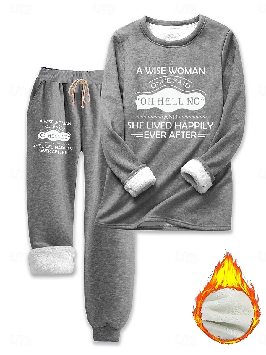 Femmes Élégant Chaud Mode Ensembles deux pièces Survêtement Ensembles de Pantalons manche longue Manche Évêque Col ras du cou Graphique Lettre Imprimé Extérieur Vacances Quotidien Noir Rose Claire de 2025 ? $41.99 –P5