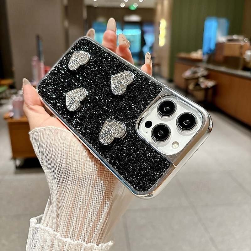telefono Custodia Per iPhone 16 15 14 Pro Max Plus 16e 13 Pro Max Copertura Posteriore Glitter scintillanti Resistente agli urti Cuore PC del 2025 a $11.99 –P5