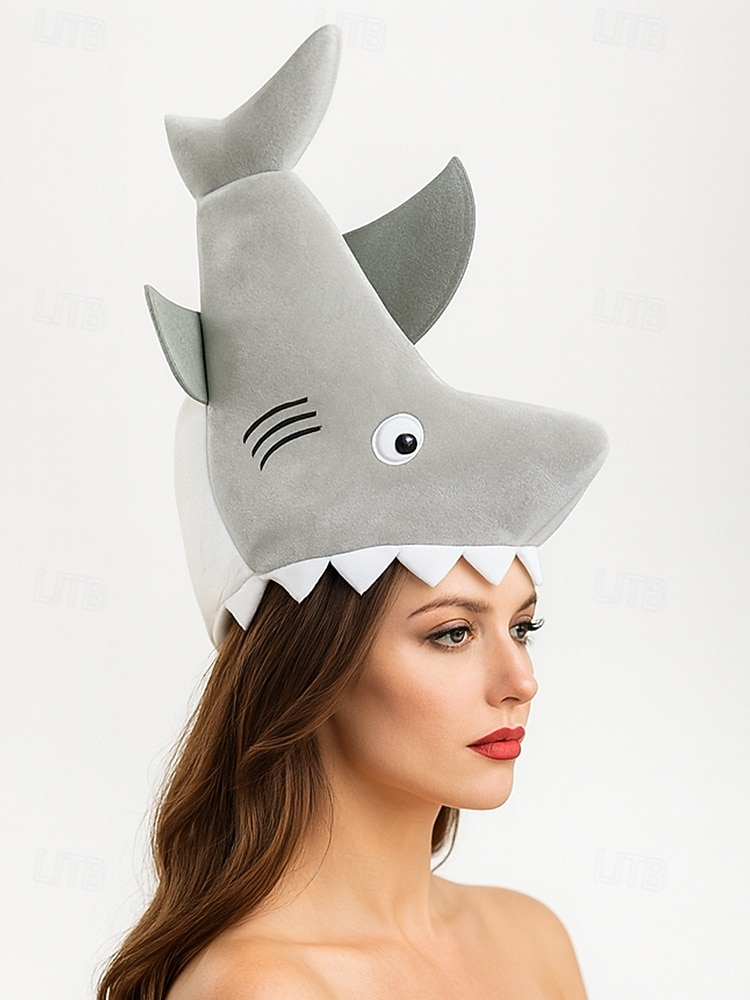 Dámská halloweenská čepice se žralokem – vtipný kreslený kostým ryby na párty, cosplay a slavnostní převlékání 2025 - $11.99 –P2