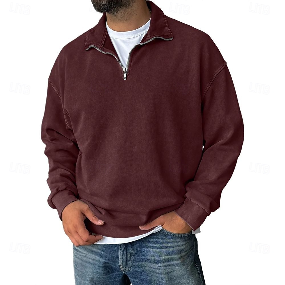 Herren Sweatshirt Viertelreißverschluss Sweatshirt Schwarz Wein Armeegrün Marineblau Purpur Halber Reißverschluss Einfach Halber Reißverschluss Täglich Ferien Ausgehen Polyester Vintage Streetwear 2025 - $41.99 –P5
