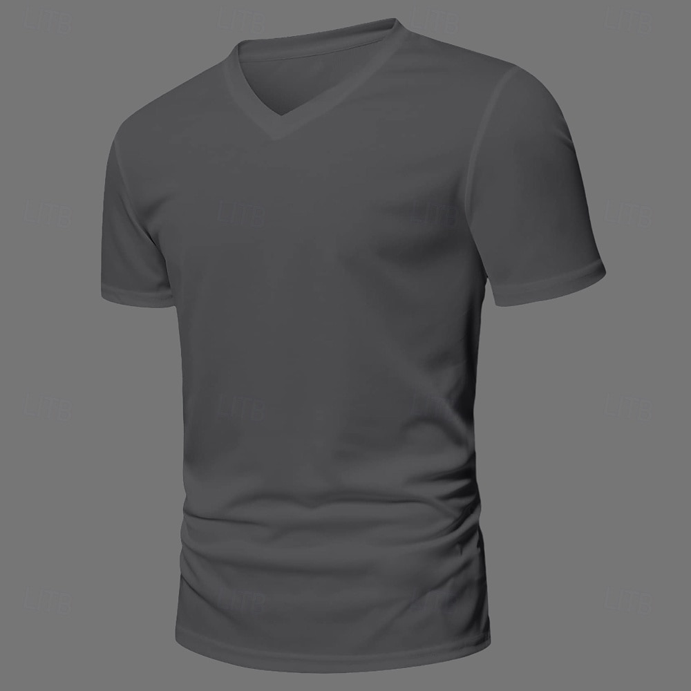 Herr T-shirt i bomullsblandning Kortärmad Kort ärm V-hals Sommar Alla årstider Ensfärgat Slät Designer Grundläggande Modernt Modernt V-ringad Semester Gata Ledigt Svart Vit Grön Topp t-shirt för män 2025 - $12.99 –P10