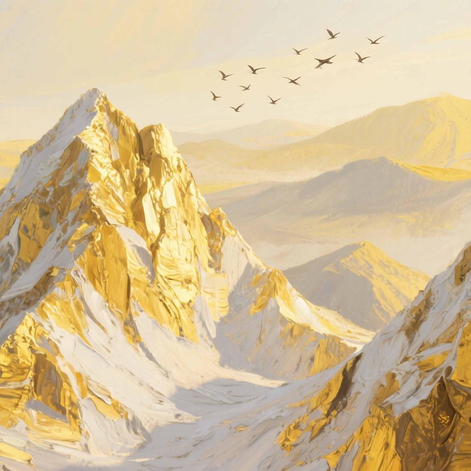 Duże złote góry na płótnie, oryginalna złota sztuka ścienna, tekstura 3D, impasto, abstrakcyjny, naturalny krajobraz, wystrój boho, salon, wystrój domu 2025 - $41.99 –P8