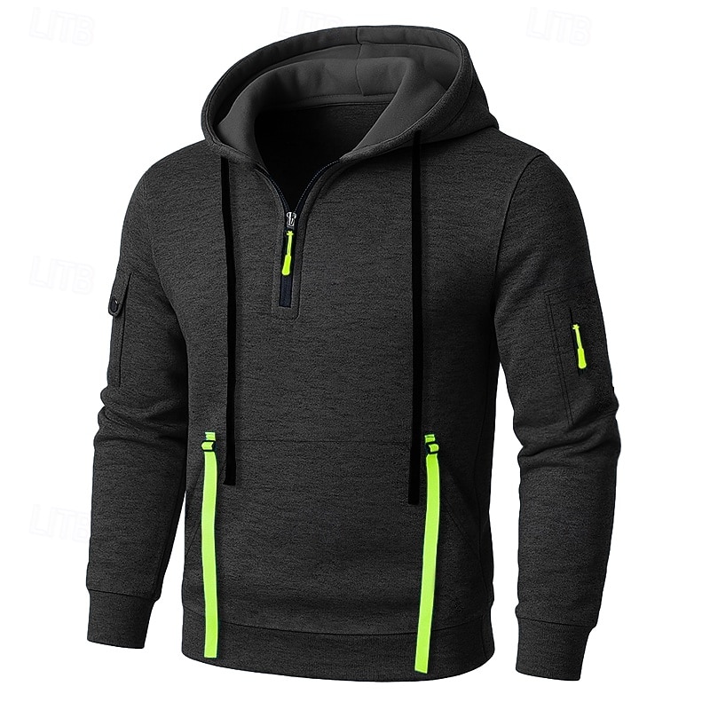 Per uomo Felpa con cappuccio Felpa con cappuccio e zip corta Felpa con cappuccio in pile Felpa con cappuccio tattica Nero Borgogna Blu marino Blu Grigio Con Cappuccio Semplice Cerniera Sport del 2025 a $23.99 –P3