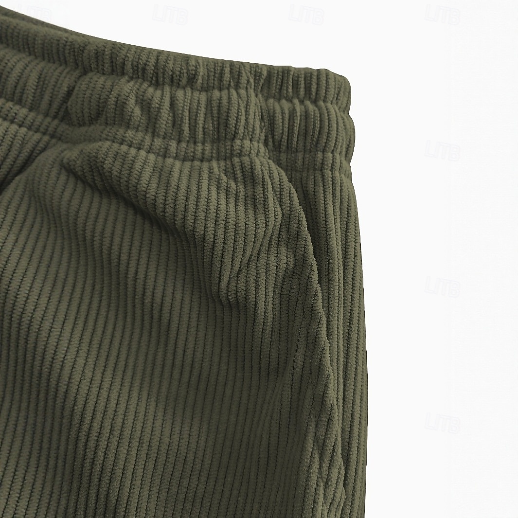 Men's Corduroy Pants Trousers Slacks Casual Pants Drawstring Elastic Waist Front Pocket Plain Comfort Full Length Outdoor Vacation Home Vacation Fashion Loose Fit Green Stretchy 2026 - $21.99 –P3