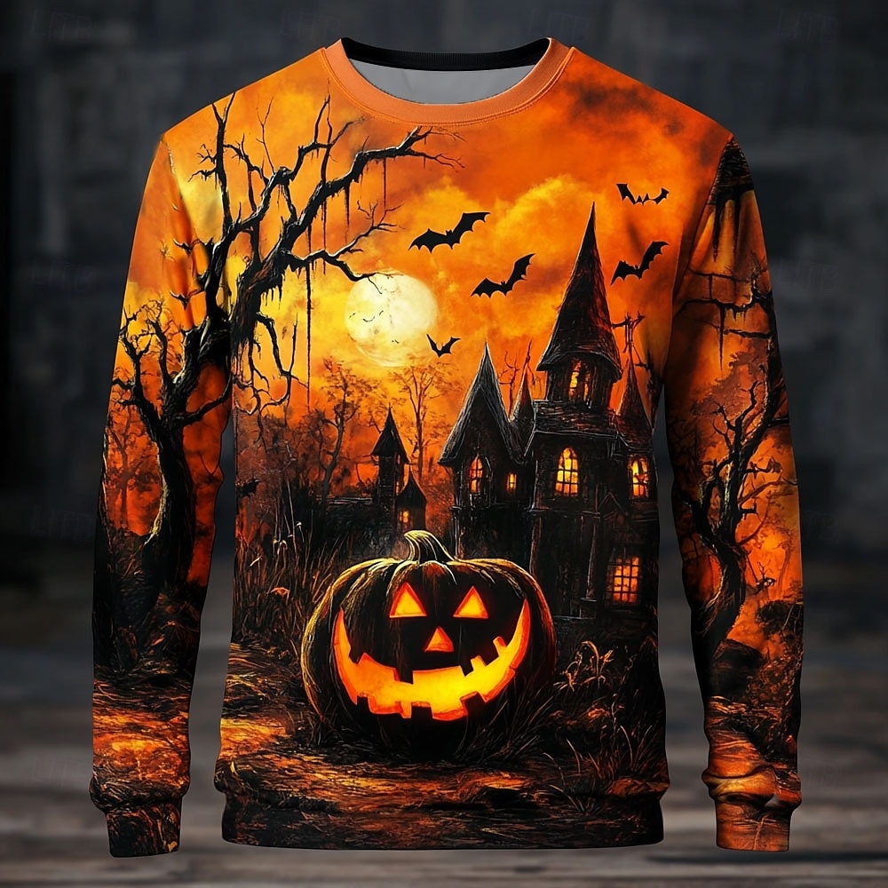 Halloween Men's Pumpkin Sweatshirt Punk Party Long Sleeve Crew Neck Vacation Purple Orange Crewneck 3D All Seasons Designer 2025 - $26.99 –P1