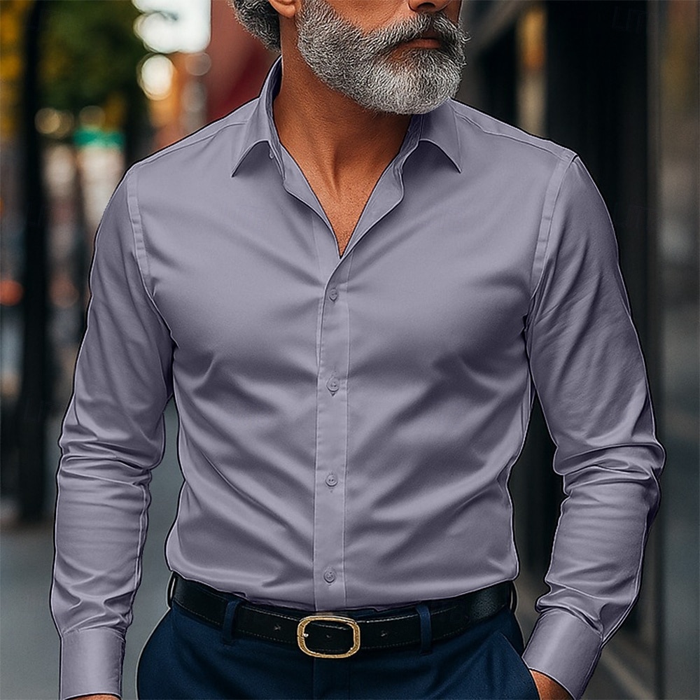 Per uomo Camicia Camicia elegante Camicia non stiro Camicia con Bottoni Camicia con colletto da club Semplice Matrimonio Streetwear Nero Bianco Rosa Vino Manica Lunga Collo ripiegato Estate Primavera del 2026 a $22.99 –P9