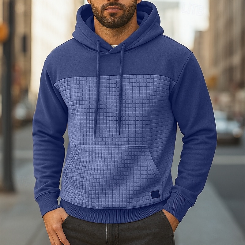 Hombre Sudadera Sudadera con capucha y diseño de gofres Sudadera Con Capucha Negro Verde Ejército Azul Marino Caqui Gris Oscuro Con Capucha Plano Retazos Con Texturas Deporte Casual Diario Ropa de 2025 - $23.99 –P5