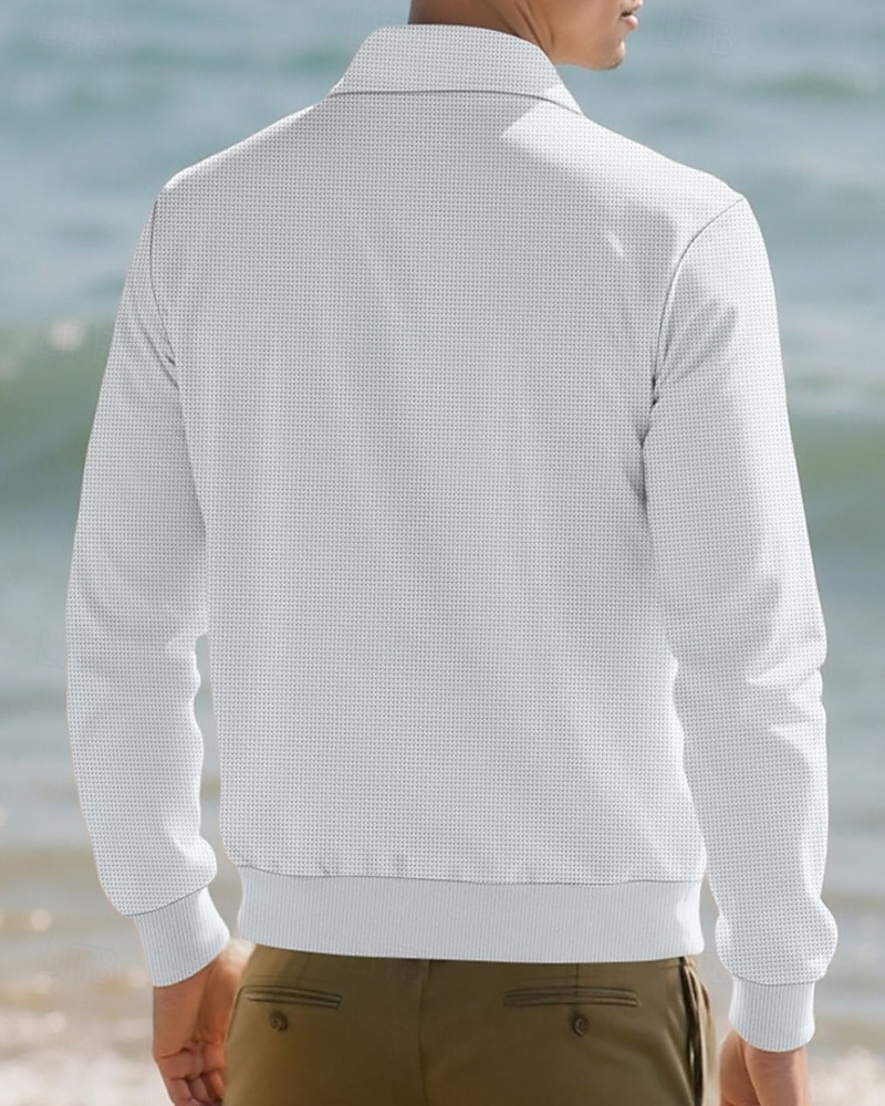 Homens jaqueta leve Jaqueta Waffle Jaqueta casual Férias Diário Respirável Bolsos Primavera Outono Tecido Moda Clássico Lapela Padrão Preto Branco Azul Royal cáqui Cinzento Casaco de 2026 por $21.99 –P3