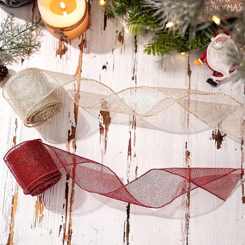 3 rouleaux de ruban de Noël câblé, nœud décoratif à faire soi-même, ruban de satin en maille rouge, décoration de boîte cadeau, fournitures d'artisanat de vacances, ornement d'arbre de Noël et de 2025 ? $9.49 –P7