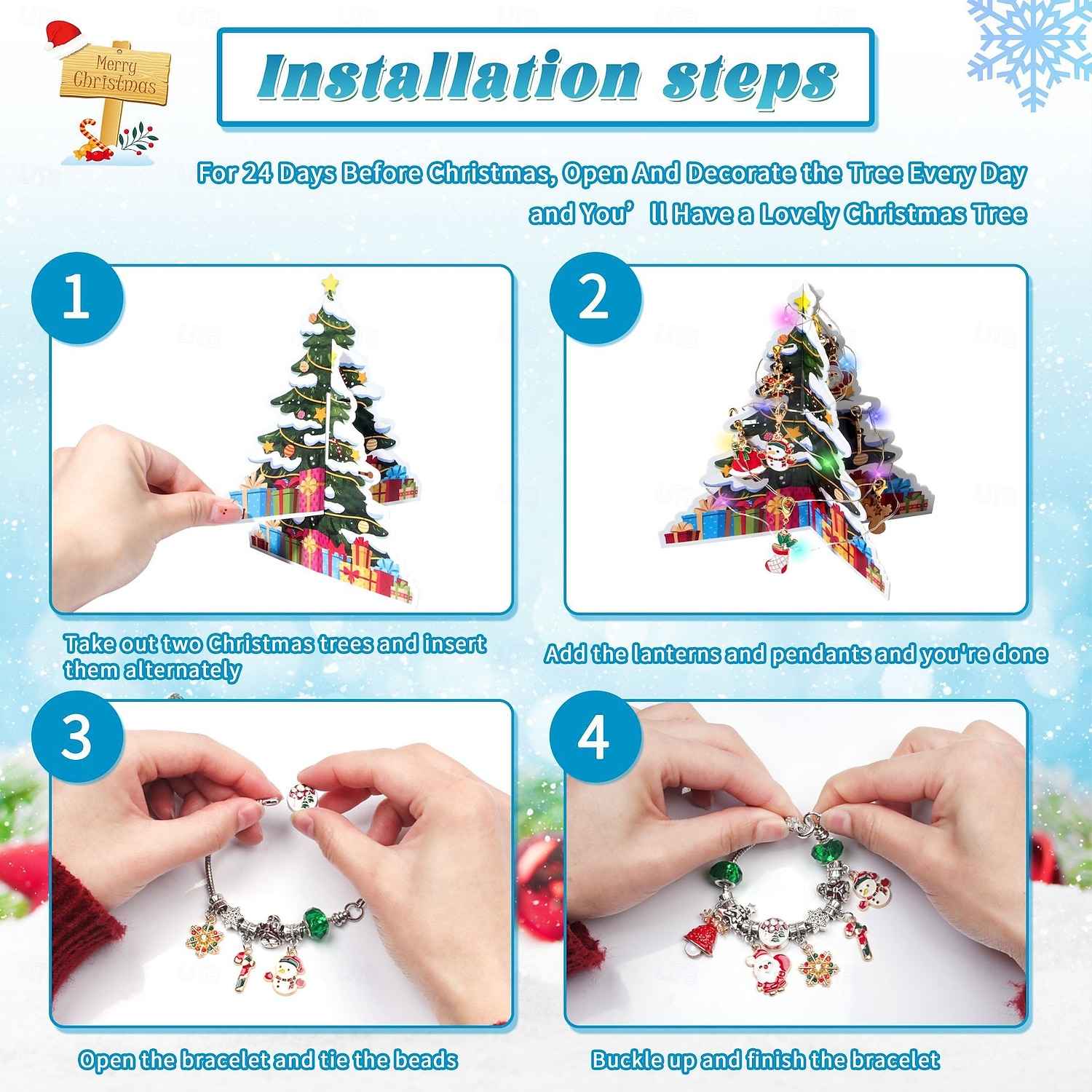 Christmas Advent Calendar Bracelets 2025 for Girls, 24 Days DIY Jewelry Making Kit with 22 Charm Beads and 2 Adjustable Bracelets, Xmas Countdown Gift for Kids Teens Women 2025 - $18.49 –P13