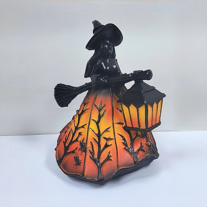 Lampada da strega di Halloween, lampada gotica, decorazione da strega spettrale con lanterna, lampada con statuetta di strega, luce notturna da terra per Halloween, per casa, veranda, tavolo, del 2025 a $30.99 –P6