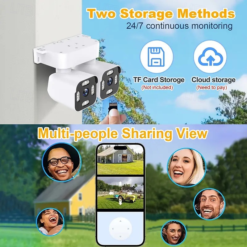 2025年 8メガピクセルのスマートワイヤレスWi-Fi屋外セキュリティカメラ、360パノラマ外角マウント、デュアルバレットカメラ、フルカラーナイトビジョン、スマートAIモーション検出、サウンドとモーションアラート  コレクション – $56.99 –P4
