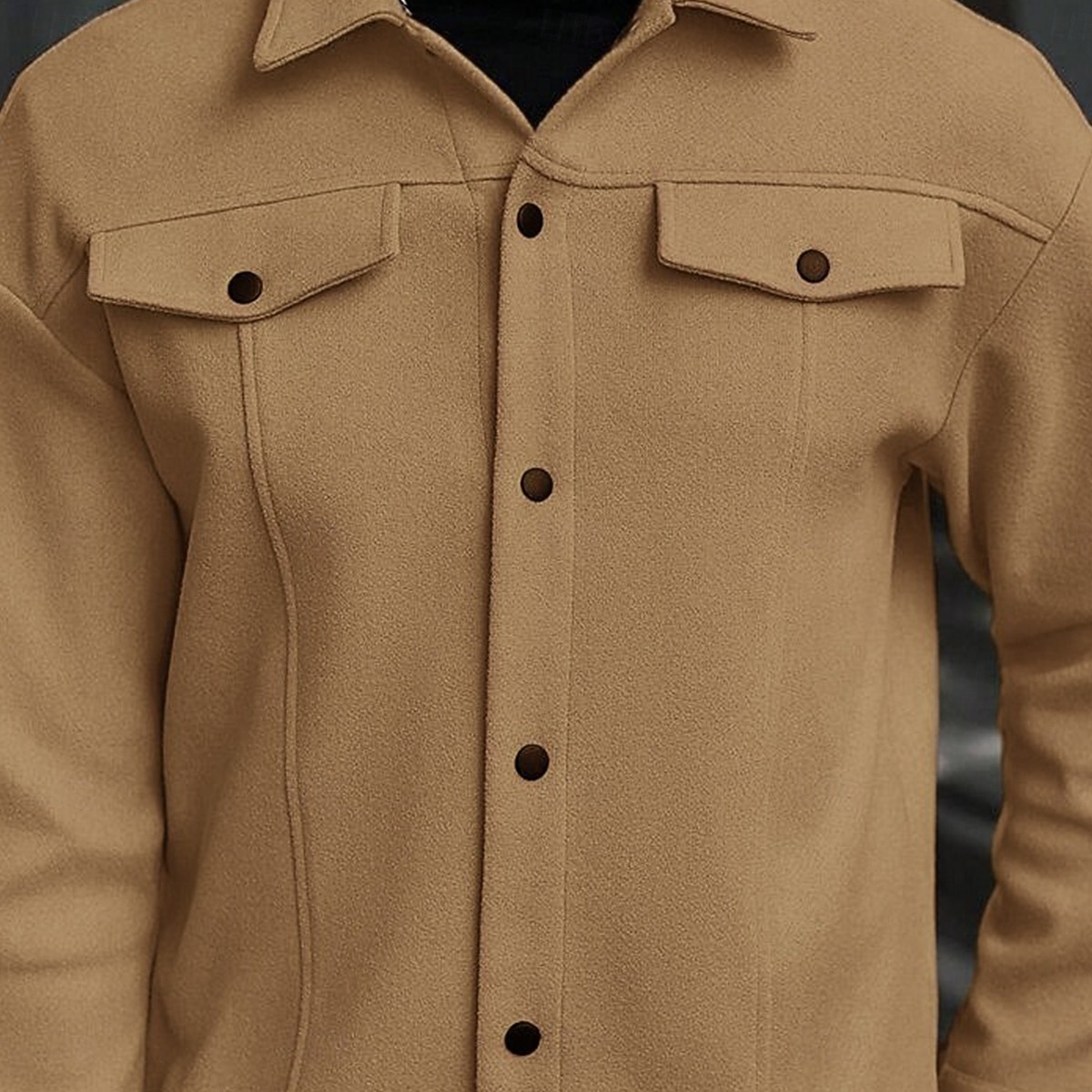 Herren Leichte Jacke Hemdjacke Formell Heim Tragbar Knopf vorne Frühling Herbst Winter Einfarbig Aktiv Vintage Umlegekragen Regulär Schwarz Weiß Khaki Grau Jacken 2025 - $30.99 –P7