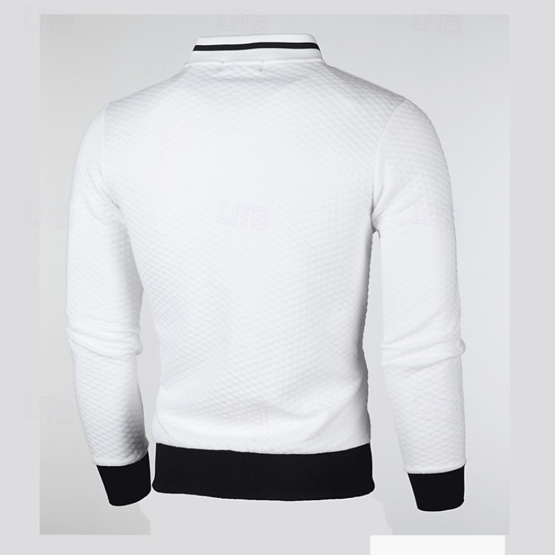 Hombre Sudadera Sudadera con cremallera completa Negro Blanco Burdeos Azul Marino Gris Claro Cuello Mao Plano Con Texturas Deporte Casual Diario Ropa de calle Fresco Ropa deportiva Primavera & Otoño 2025 - $17.99 –P7