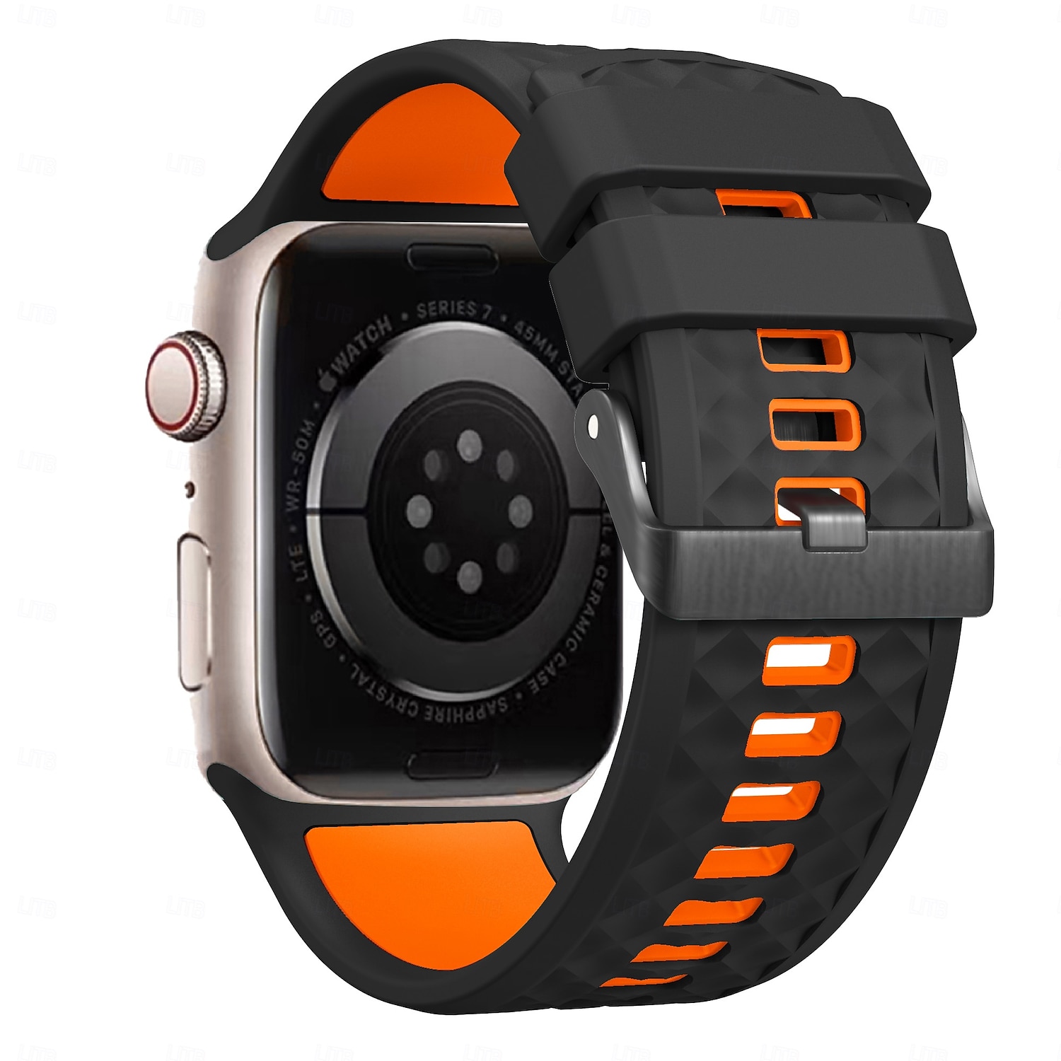 Sportovní řemínek kompatibilní s Apple Watch 42 mm 44 mm 45 mm 49 mm odolný kovový řemínek s nastavitelnou kovovou sponou a silikonovým řemínkem pro iWatch Ultra 2 Series 9 8 7 SE 6 5 4 2025 - $15.99 –P9