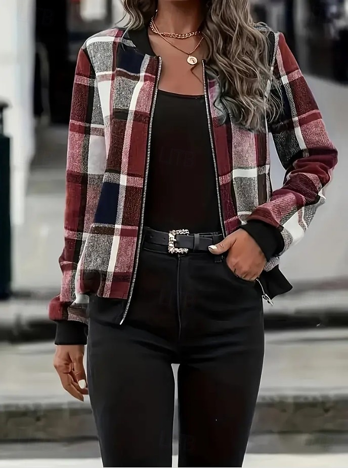 Dámské Neformální bunda Zahřívací Rychleschnoucí Zip Kapsy Elegantní Módní Denní Jednoduchý Geometrický Dovolená Ležérní Denní Běžné / Denní Standardní baseballový obojek Běžný Dlouhý rukáv Svrchn 2025 - $32.99 –P9