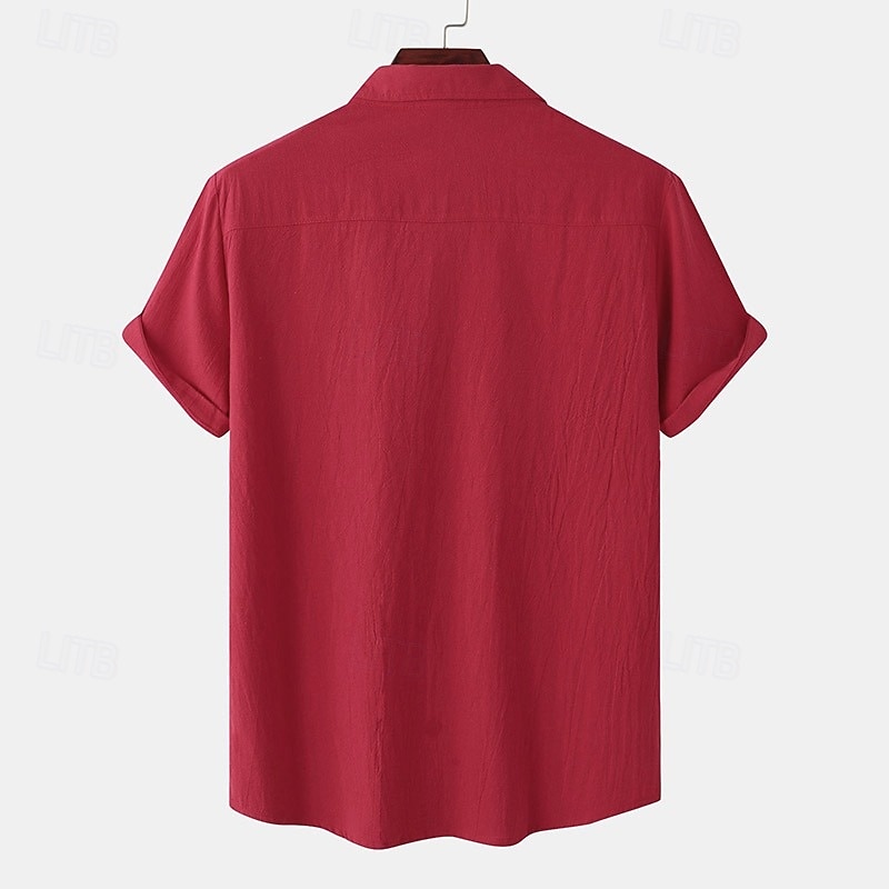 Per uomo Camicia Camicia di lino Camicia Estiva Abbigliamento da spiaggia Camicia con Bottoni Semplice Vacanza Casuale Bianco + Verde Verde + rosa Bianco + blu navy Rosa + blu navy Manica Corta Collo del 2025 a $27.99 –P4