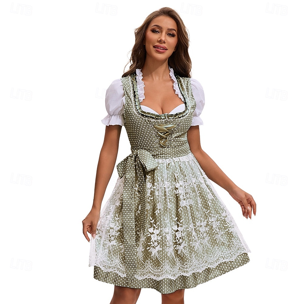Mascarada Oktoberfest Vestidos Traje de cosplay Trachtenkleader Mucama Vestidos Alemán Munich prados Mujer Víspera de Todos los Santos Vestido Paño de estilo tradicional Blusa Vestido Delantal 2026 - $58.99 –P6