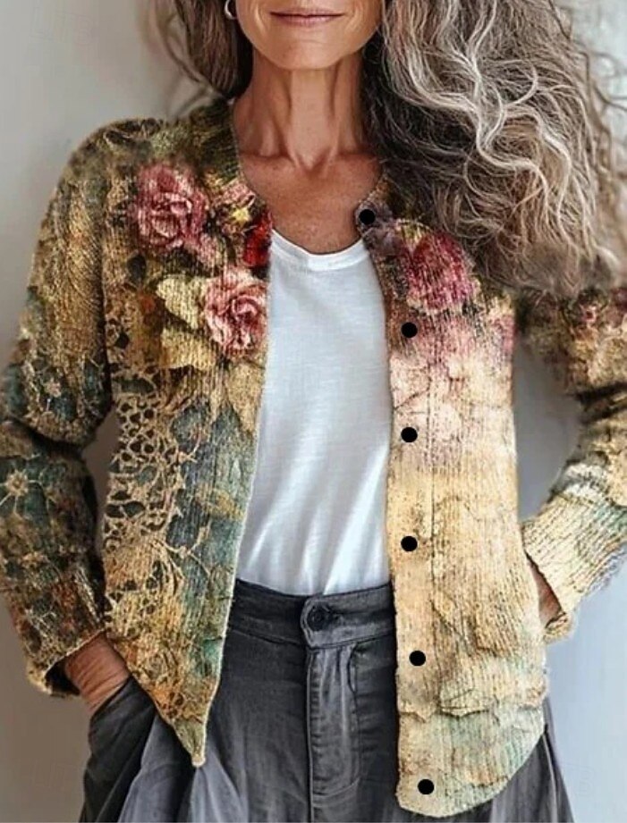 Cardigan Long Femme Jaune Uni – Col Rond, Manches Longues, En Tricot Léger – Blouse D’été Ou Couche Légère Pour Printemps/été