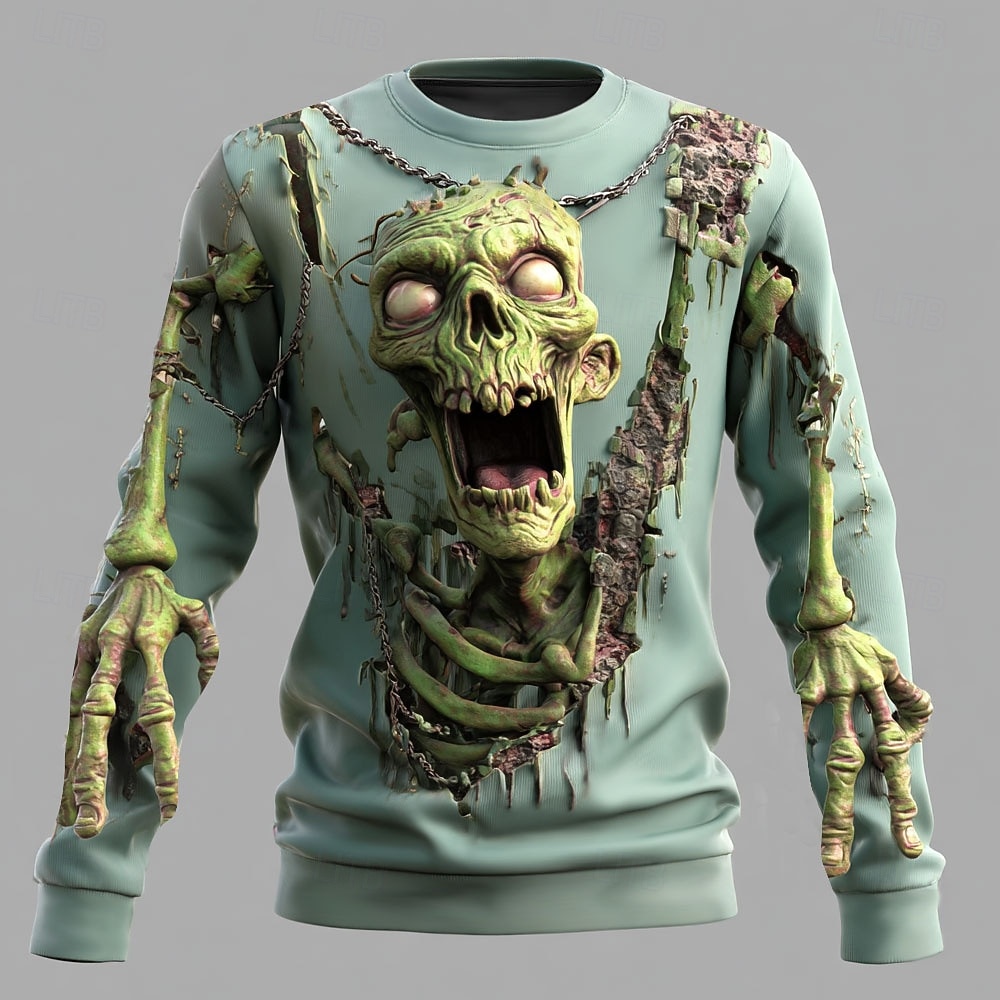 Halloween Pánské 3D Zombie Mikina Punk Večírek Tričkový Dovolená Tmavě zelená Fialová Výstřih ke krku 3D Celý rok Návrhář 2025 - $30.99 –P1