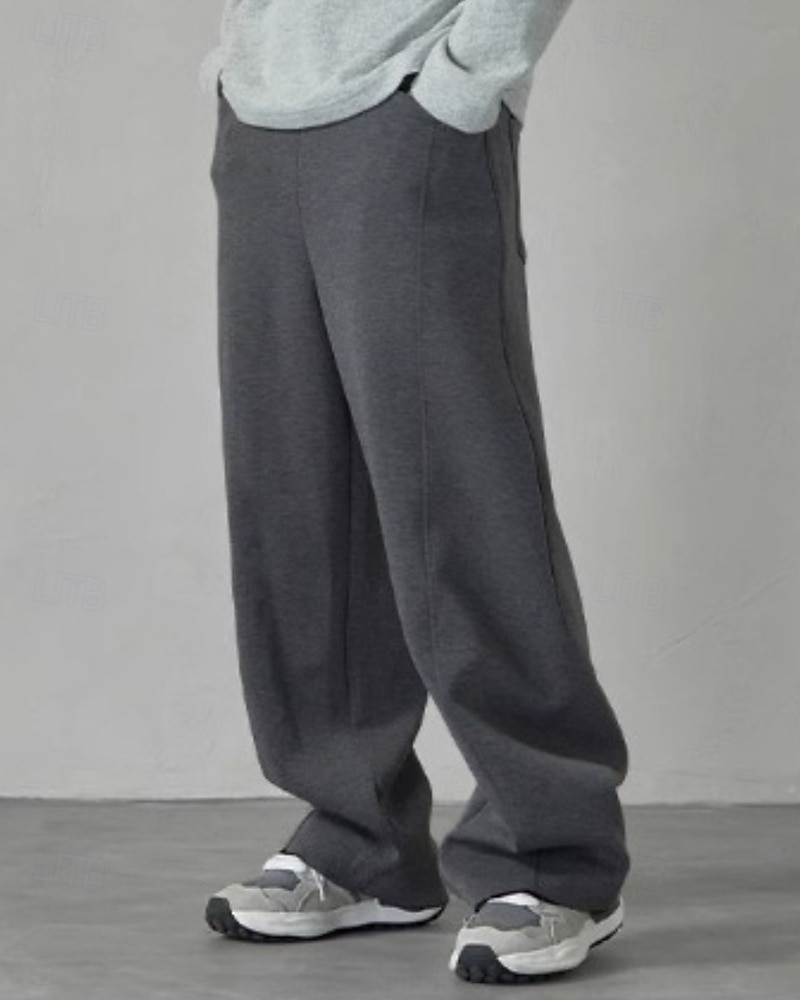 Ανδρικά Αθλητικές Φόρμες Παντελόνια Φούτερ με ίσιο πόδι Κορδόνι Τσέπη Ελαστική μέση Σκέτο Άνεση Υπαίθρια Αθλήματα Καθημερινά Μοντέρνα Καθημερινό Μαύρο Γκρίζο Μικροελαστικό 2026 - $24.99 –P3