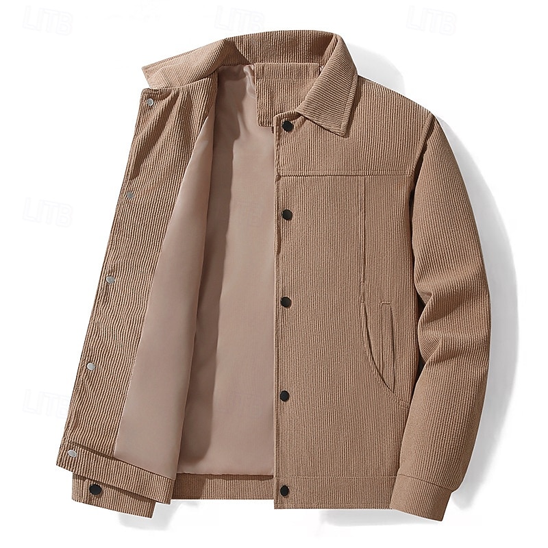 Per uomo Giacca Leggera Giacca in Velluto a Coste Giacca Casual Vacanza Quotidiano Caldo Tasca Primavera Autunno Semplice Moda Classico Bavero Regolare Nero Cachi Verde militare Beige Giacca del 2025 a $37.99 –P2