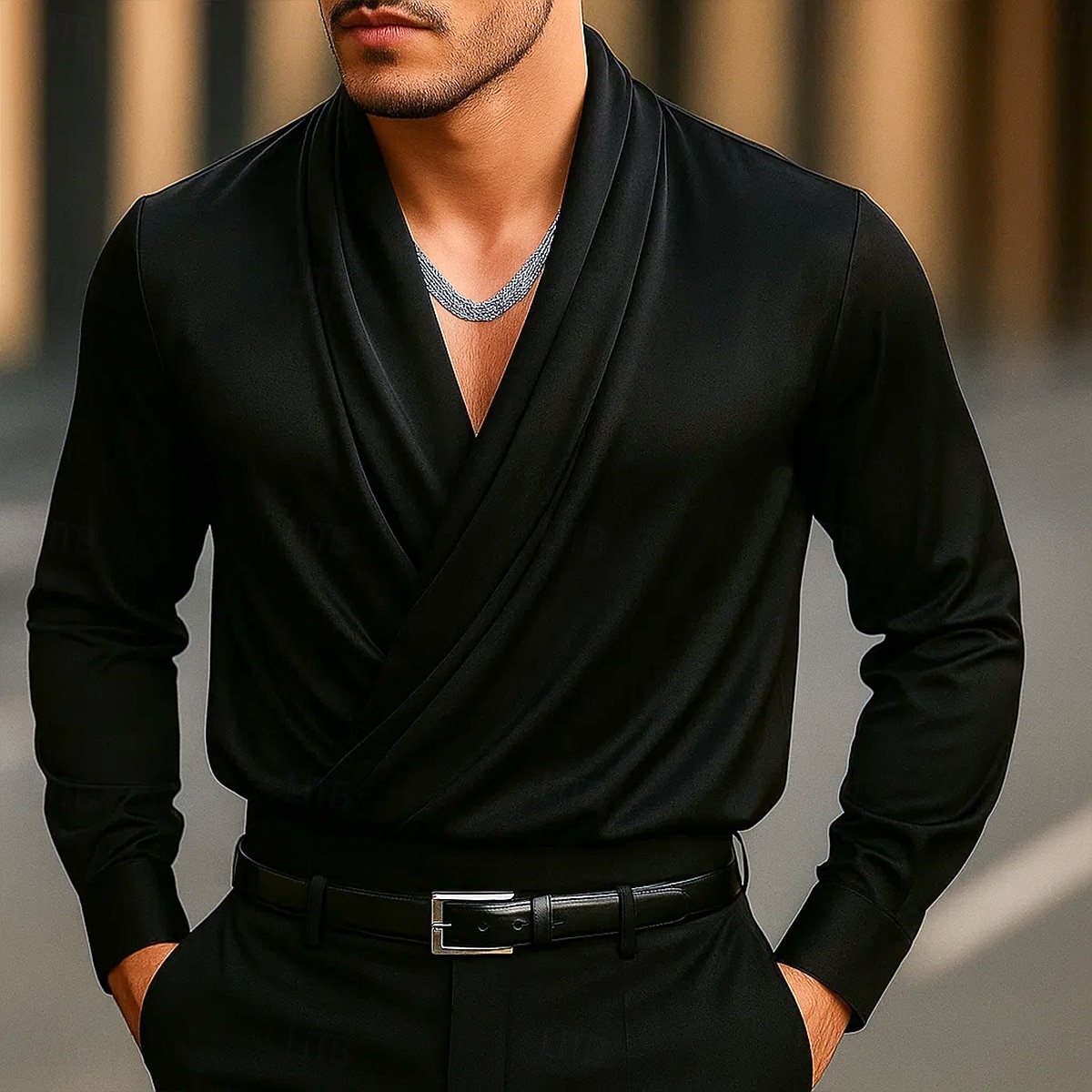 Per uomo Camicia Camicia in raso Camicia elegante Camicia casual Camicia con Bottoni Camicia da Ballo Semplice Formale Matrimonio Nero Bianco Vino Blu marino Manica Lunga Bavero Tutte le stagioni del 2025 a $23.99 –P6