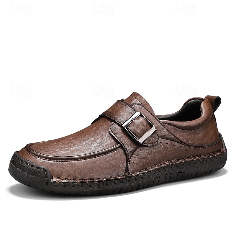Miesten ruskeat soljella varustetut vapaa-ajan kengät, liukumattomalla pohjalla varustetut mukavat loaferit toimistoon, autoiluun ja jokapäiväiseen käyttöön. 2025 - $46.99 –P2