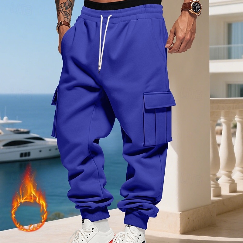 Homens Calças Esportivas Calças de lã Corredor Calças de inverno Calça de moletom cargo Com Cordão Bolsos Cintura elástica Tecido Conforto Quente Esportes Diário Moda Casual Preto Branco de 2025 por $18.99 –P7