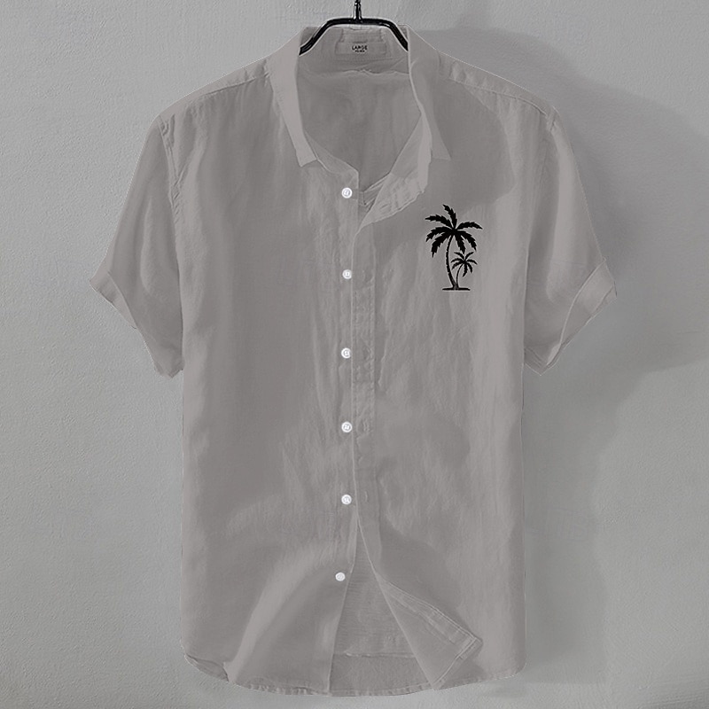 Homme Chemise en lin Chemise Aloha minimaliste Chemise Décontractée Chemise en coton et lin Chemise Boutonnée Cocotier Vacances Rue Noir Blanche Rose dragée Marine foncé Manche Courte Revers Été de 2025 ? $18.99 –P11