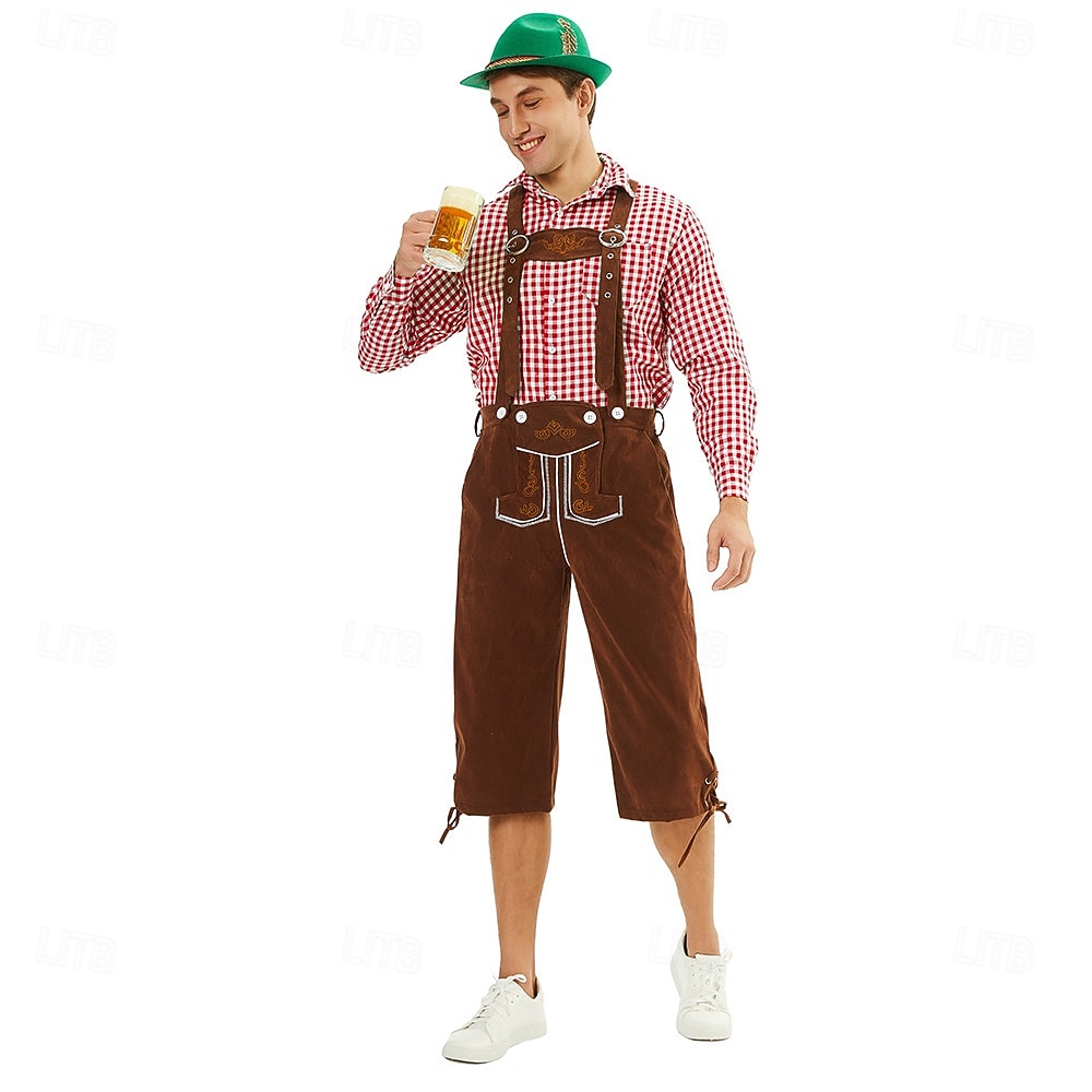 Carnaval Oktoberfest bier Oktoberfest Outfits Gemaskerd Bal Lederhosen Bavarian Duits Traditionele stijl Weiden Voor heren Carnaval Feest Halloween Doek in traditionele stijl Top Short Hoed 2026 - $53.99 –P4