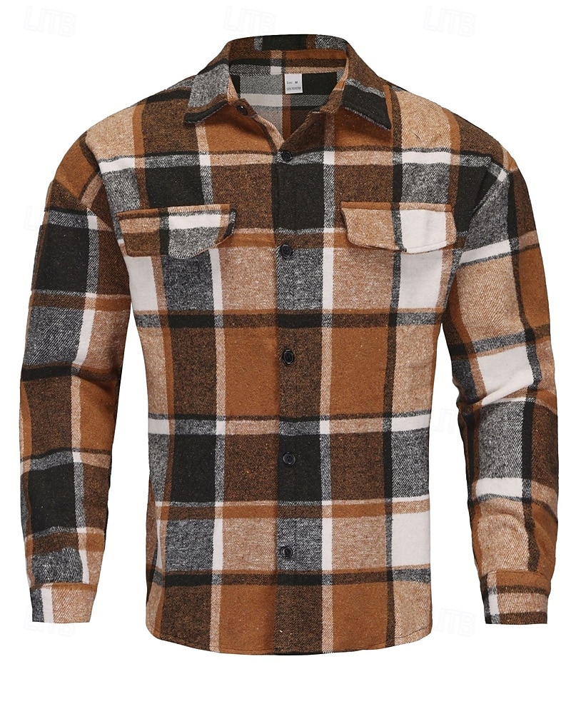 Per uomo Giacca Camicia Giacca Casual Vacanza Quotidiano Calore Termico Tasca Primavera Autunno Plaid Moda Classico Bavero Regolare Grigio scuro Giallo Arancione Grigio chiaro Rosé Giacca del 2026 a $28.99 –P5