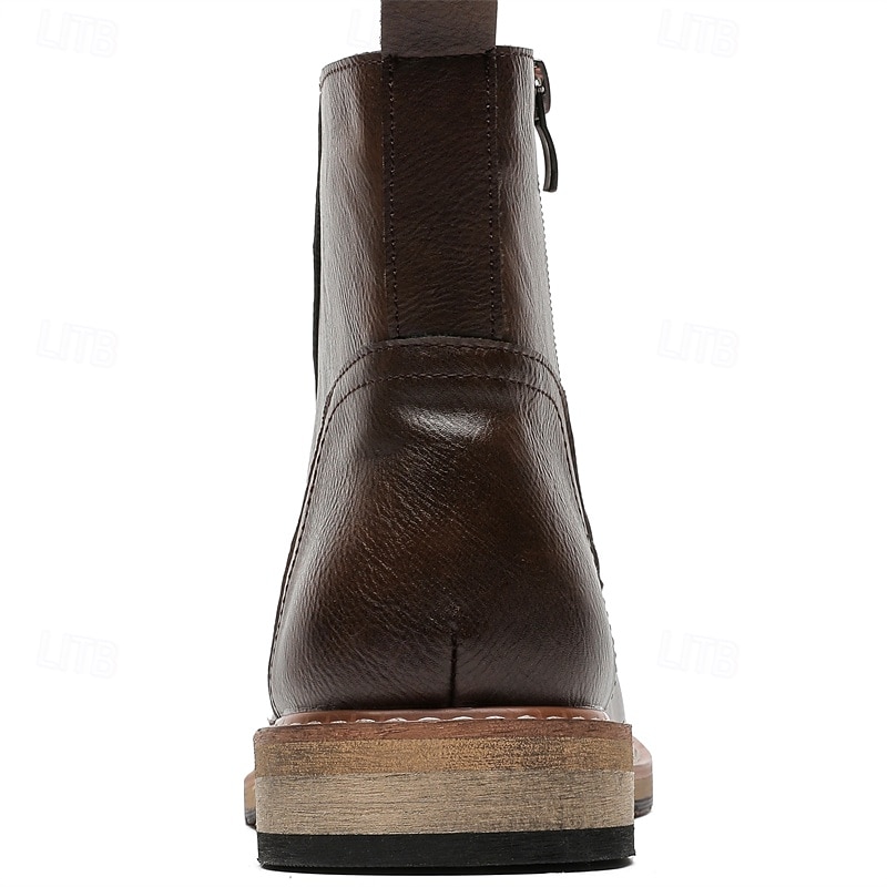 Bottines à lacets en similicuir marron pour homme, chaussures d'extérieur décontractées classiques pour le travail et le quotidien de 2025 ? $59.99 –P5
