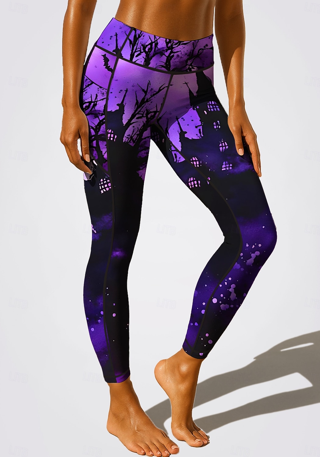 Dámské Unisex legíny na pilates Fitness kalhoty Legíny na cvičení Kapsy Kolkovné Boční kapsy Pilates Tělocvična Cvičení v tělocvičně Kalhoty Cyklistické kalhoty Legíny Grafika předvečer Všech svatých 2025 - $18.99 –P2