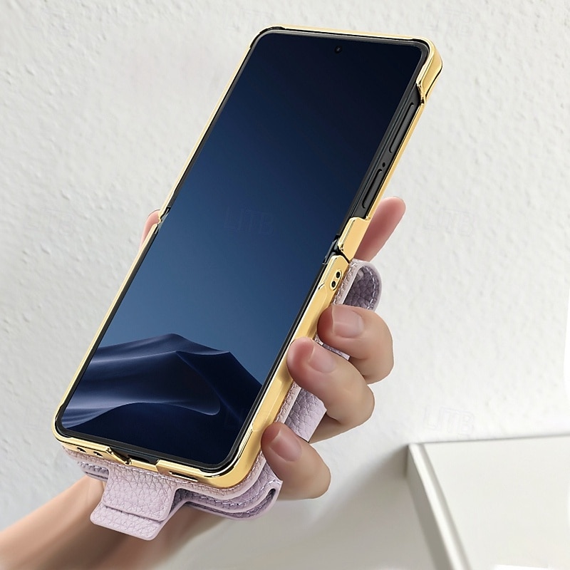 телефон Кейс для Назначение SSamsung Galaxy Z-флип 6 Z Flip 5 Z Flip 4 Кейс на заднюю панель с ремешком на запястье Защита от удара Ретро ТПУ Кожа PU 2025 - $32.99 –P1